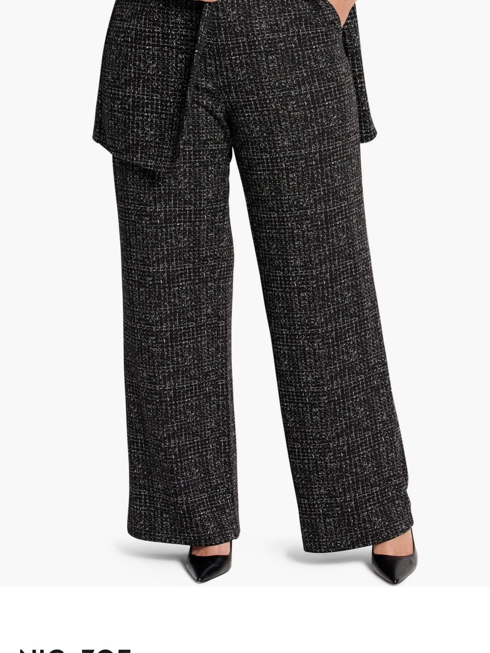 Wide-Leg Tweed Pants in Black